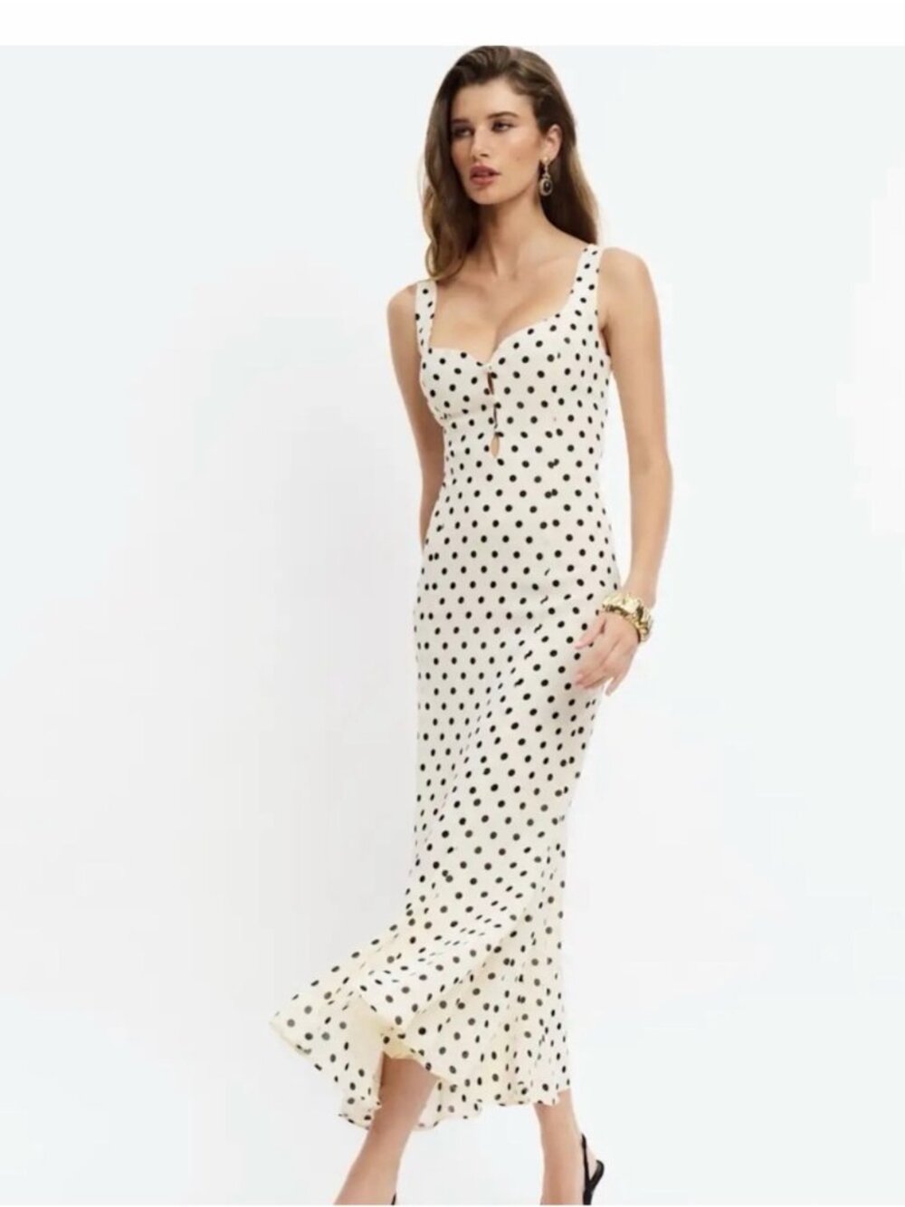 Reformation Laine Portofino polka dot dress